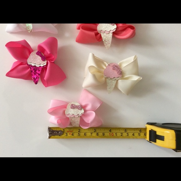 7 ICE CREAM 🍦 Girl Bow hair clips - Picture 3 of 4